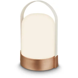 BRILONER - LED Tischlampe kabellos IP44 mit Touch, dimmbar in Stufen, warmweißes Licht, Akku Tischleuchte, Nachttischlampe, LED Lampe, Camping, Outdoor, 14,5 x 13,5 x 24 cm, Altweiß-Bronze metallic