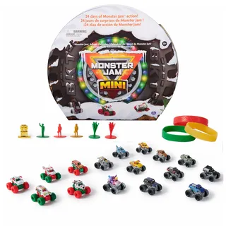 Monster Jam Mini Adventskalender Weihnachten 24 Tage Mini Monster Trucks und Zubehör 1:87 Maßstab Kinder Spielzeug für Jungen und Mädchen ab 3 Jahren