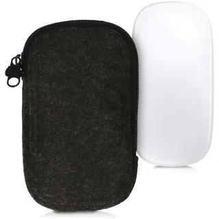 kwmobile Tasche kompatibel mit Apple Magic Mouse 1/2 - Filz Hülle für Computer Maus - Schutzhülle für PC Mouse Dunkelgrau