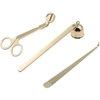 Alnicov 3IN1 Kerzenpflegeset, Kerzendochtschneider, Kerzenlöscher und Kerzendochtlöffel für Kerzenliebhaber, stilvolle Verpackung (Gold)