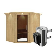 KARIBU Sauna »Talsen«, inkl. 3.6 kW Saunaofen mit integrierter Steuerung, für 3 Personen - beige