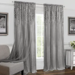 Achim Home Furnishings WIPN84GY06 Fenstervorhang aus Weidenholz, 106,7 x 213,4 cm, Grau