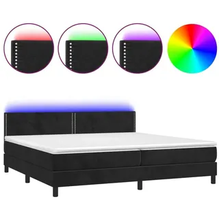 vidaXL Boxspringbett mit Matratze & LED Schwarz 200x200 cm Samt - Schwarz