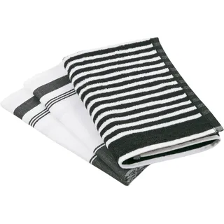 Ross Geschirrtuch "Exclusiv", schwarz, 3 Stk., 100 % Baumwolle 50 % Baumwolle 50 % Leinen, 100% Baumwolle, 50% Baumwolle, 50% Leinen, Geschirrtücher, Geschirrtuch, 1x Küchen-Frottiertuch (Streifen) und 2 Geschirrtücher (Gartenkräuter)