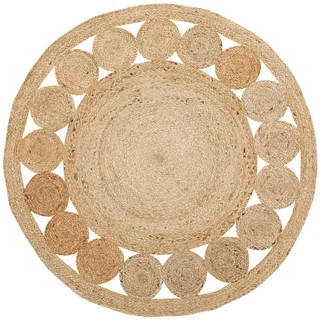 Beliani Kurzflor-Teppich Ahlat 120/120 cm , Beige , Naturmaterialen , Rund , 120x120 cm , Teppiche und Böden, Teppiche, Orientteppiche