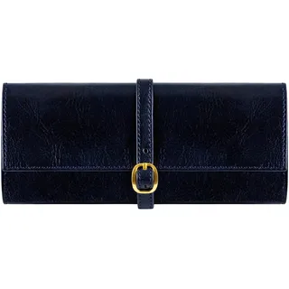 Time Resistance Blau Leder Schmuck Organizer – 100% Leder Schmuckrolle für Reisen Hergestellt in Italien – Reise Schmucketui aus Vollnarbenleder - Travel Jewelry Case – Jewellery Organizer