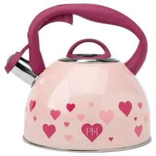 Paris Hilton Teekessel , Rosa , Metall , Herz , 1,9 l,1900 ml , für alle Herdarten geeignet , Geschirr, Kannen & Karaffen, Teekannen