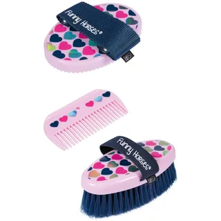 HKM Funny Horses Hearts Putzset Rosa Einheitsgröße