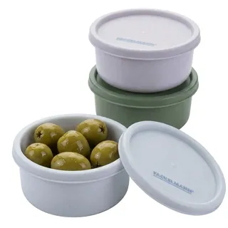 Fackelmann Snacking-Boxen rund Beige/Grün/Blau Ø8 cm