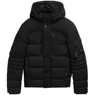 Tom Tailor Herren Pufferjacke mit abnehmbarer Kapuze, schwarz, Uni, Gr. XXL