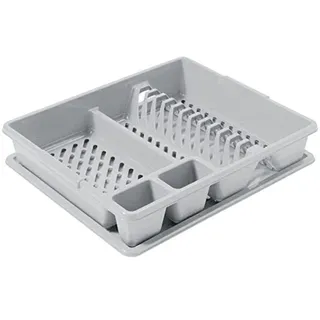 Curver Geschirrkorb mit Tray 45 x 38 x 8,8 cm Farbe Hellgrau
