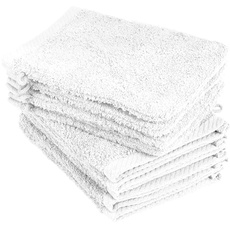 BaSaTex - 10er Pack Waschlappen Gesicht Set - Frottee Seiftücher mit Aufhängeschlaufe aus weicher Baumwolle in 15x21cm - Gästetücher Öko-Tex Made in Green zertifiziert - Weiß