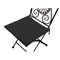 VERDELOOK Quadratisches, schmutzabweisendes Stuhlkissen mit Bändern für bequemes Sitzen, schwarz