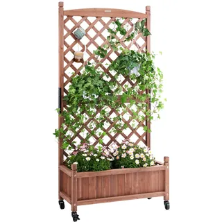 VEVOR Pflanzkasten mit Rankgitter 75 x 33 x 156 cm Blumenkasten mit Spalier Hochbeet Tanne Pflanzbeet 50 kg Tragfähigkeit des Einzelrahmens Gartenbeet Blumenbeet für Hofdekoration Balkonbegrünung