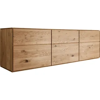 Sideboard 172cm, stehend oder hängend, Wildeiche massiv geölt, WYNDHAM-69 - Braun