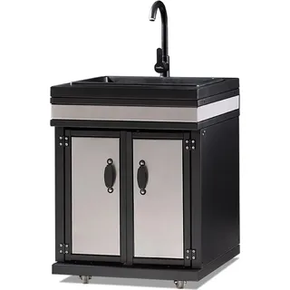 Elegantes silbernes Außenküchenmodul aus MDF und Edelstahl - Silber