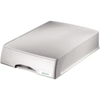 Leitz Briefkorb-Schublade A4, Schubladenbox in Premium-Qualität für vertrauliche Unterlagen, Kombinierbar mit Briefkörben, Stapelbares Ablagefach als Schreibtisch-Organizer, Grau, Plus-Serie, 52100085