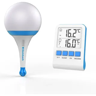 Steinbach Solarleuchte Kunststoff mit Funkthermometer 061340 blau