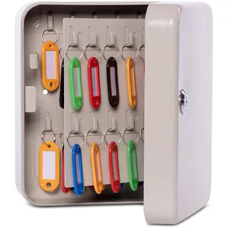 MAUL Schlüsselkasten 20x16,5x8 cm | Schlüsselschrank für 40 Schlüssel | Abschließbarer Schrank aus legiertem Stahl | Inkl. Schlüsselanhänger | Ideal für Werkstatt, Büro und Flur | Grau