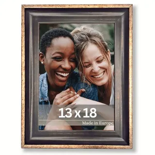 Victor Vintage Bilderrahmen Pablo Schwarz Gold 13x18cm – Leiste 35x25mm - bruchsicheres Acrylglas - eleganter Fotorahmen 13x18