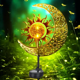 GIACOMO Mond Solarlampen für außen Garten, Feenweglicht für Außen Gartendeko Terassendeko, Garten Deko, Gartenleuchte wasserdichte Wegeleuchte, Solarleuchten für Außen Kugel, Terrasse Hof Rasen
