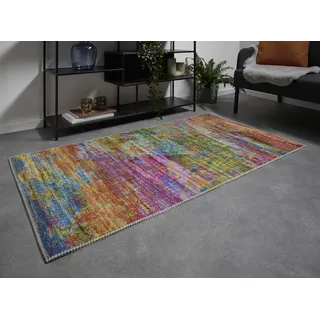 -LUXOR- living Teppich Wohnzimmer Polino im Vintage Design - Wohnzimmerteppich Teppich Kurzflor Digitaldruck in zeitlosem Design 80 x 150 cm Multi