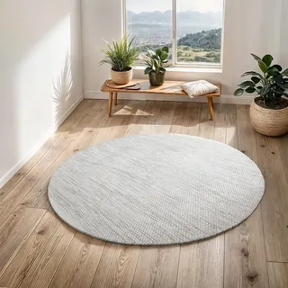 Myflair Möbel & Accessoires Wollteppich "WOOLY DREAM", rund 10 mm Höhe handgewebter Wendeteppich, meliert, reine Wolle, Wohnzimmer, natur, meliert, grau),