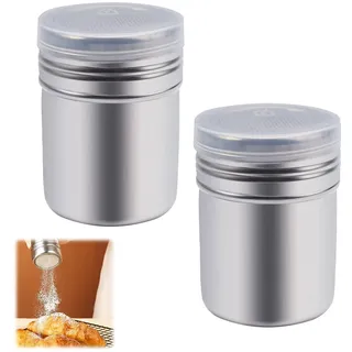 2 Stück Kakaostreuer für Cappuccino, Edelstahl Streuer, Mehlstreuer mit Deckel, Kakao Streuer, Puderzuckerstreuer Tupperware, Staubzuckerstreuer, Puderzuckerstreue für Kakao,Kaffee,Schokolade,Zucker