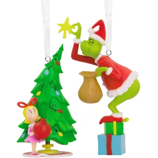 hallmark Storied Moments The Grinch & Cindy Lou Ornament Dr. Seuss Baumschmuck Harz Hängende Ornament Weihnachten Hängende Ornamente Geschenke für Weihnachten
