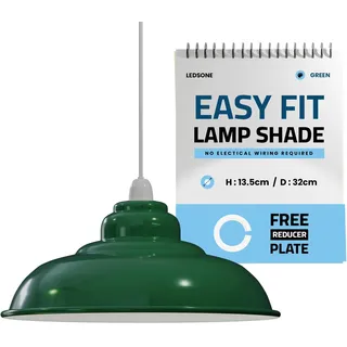 LEDSone Industrielle Hänge-Deckenleuchte, Lampenschirm, Retro-Küchen-Hänge-Deckenleuchten, Vintage-Metall-Loft-Bar-Hängebeleuchtung, rustikale Hängelampenschirm (Grün, 1 Packung)