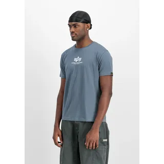 T-Shirt ALPHA INDUSTRIES "Basic T-Shirt ML", Herren, Gr. XL, denim blau, Obermaterial: 100% Baumwolle, Shirts T-Shirt