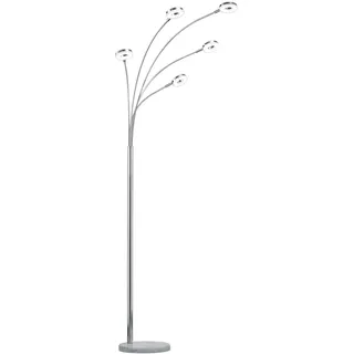 Reality Leuchten LED Bogenleuchte Rennes R42415106, Metall Chrom, Kunststoff weiß, inkl. 5x 4 Watt LED