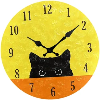 Baoblaze Lustige Katzen-Wanduhr, geräuschlos, Wanduhr, leise, leicht zu lesen, einzigartige, rustikale, dekorative Wanduhr, Hängeuhr für die Küche, Stil D