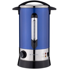 Navaris Glühweinkocher Heißwasserspender aus Edelstahl - 10l - Punschkocher mit Thermostat Füllstandanzeige Zapfhahn - Glühwein Heißgetränkespender - Blau