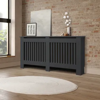 ML-Design Heizkörperverkleidung Landhausstil 152x19x82 cm, Anthrazit, aus MDF lackiert, Heizungsverkleidung für Schlafzimmer Wohnzimmer - Dunkelgrau
