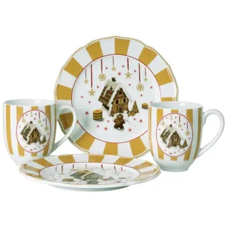 Hutschenreuther Weihnachten "Christmas Love" beige Set 4-teilig bestehend aus: 2 x Teller 22 cm, 2 x Becher mit Henkel 0,40 l; im Geschenkkarton