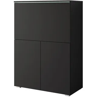 P & B Sekretär , Schwarz , Kunststoff , rechteckig , 90x125.1x42 cm , Fsc , Stauraum , Büromöbel, Schreibtische, Sekretäre