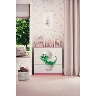 Kinderkommode mit Schubladen Kleiner Dino in der Farbe Rosa Babydreams - Rosa