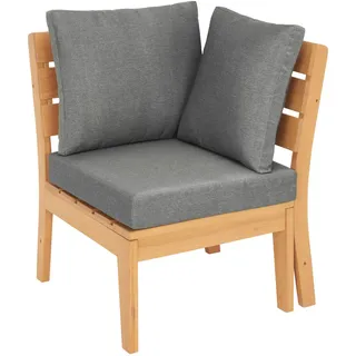 Ambia Garden Loungeeckteil , Grau, Naturfarben , Holz, Textil , Eukalyptusholz , vollmassiv , 75x84x75 cm , Fsc, Bsci , Gartenmöbel, Loungemöbel, Lounge-Serien