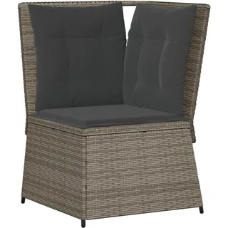vidaXL Garten-Ecksofa mit Kissen Grau Poly Rattan - Grau