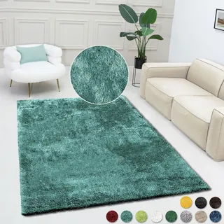 Teppich BRUNO BANANI "Dana Teppich, besonders weich und kuschelig, Kundenliebling" Gr. 5, blau (petrol), B:200cm H:30mm L:200cm, Kunstfaser, Teppiche, Teppich, uni, Mikrofaser Teppiche, Wohnzimmer, Schlafzimmer, Esszimmer