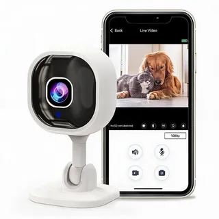 Intelligente Überwachungskamera, 1080P HD WLAN Kamera mit Nachtsicht, Bewegungsmelder, Sicherheitskamera für Innenbereich, Ideal für Babys, Ältere und Haustiere