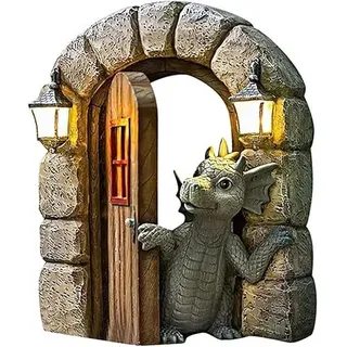 YFJSML Gartendrachen Figuren Deko, Drachen Gartenfiguren, Gartendeko für Draußen, Schöne Hof Drachenskulptur, Kunstharz Drachenskulptur Garten,Drachen Figuren Deko Geschenke für Familie&Freunde (C)