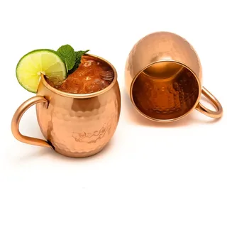 Zap Impex Moscow Mule Kupferbecher – 2er-Set – 100% handgefertigte, lebensmittelechte Becher aus reinem massivem Kupferfass – 16 oz hochwertiges Cocktail-Kupferglas
