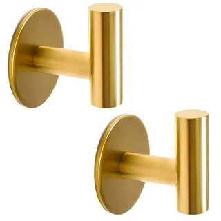 Vuzvuv Handtuchhaken Ohne Bohren Gold Garderobenhaken Edelstahl SUS304 Wandhaken Garderobe Haken Selbstklebend Kleiderhaken für Küche,Badezimmer,Büro,2 Stück