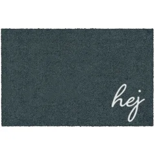 MOCAVI Mat Fußmatte außen & innen waschbar 45x70 cm Hej anthrazit Premium-Qualität Made in Germany, Schuhabtreter, Schmutzfangmatte, Matte sbereich