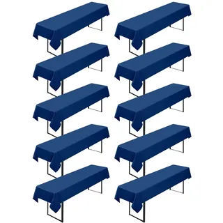10 Stück Biertisch Tischdecke,für 50-70 cm Tischbreite,Marineblau Biertisch Biertischhussen Bierzeltgarnitur Rechteckige Tischdecken Waschbar 100x250cm für Gartenbankett-Gartenmöbel