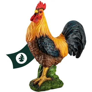 VERDOBA Garten Figur Hahn aus Kunstharz, handbemalt - Deko Hahn Dekofiguren Garten Deko Gartenfiguren für außen groß - Hühner Gartendeko Tiere