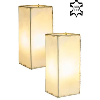 2er SET Vintage Tischlampe Leder lampe Nachttischlampe Nachtlicht Tischleuchte