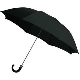 Rainbrella Regenschirm, 2-Fach faltbar, automatisch, mit Aufbewahrungshülle und Kunststoffhakengriff, 107 cm, Schwarz